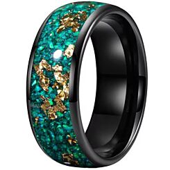 ***COI Black Titanium Crushed Opal & Gold Foil Dome Court Ring-01237BB