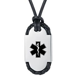 ***COI Titanium Black Gold Tone/SilverBlack Medical Alert Pendant-01242BB