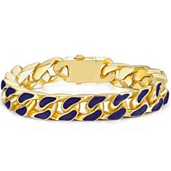 ***COI Titanium Black/Gold Tone/Silver Blue Resin Bracelet With Steel Clasp(Length: 8.0 inches)-01257BB