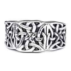 ***COI Titanium Black Silver Trinity Knots Celtic Ring-01260BB