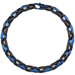 ***COI Titanium Blue Silver/Black Blue/Black Gold Tone Bracelet With Steel Clasp(Length: 8.0 inches)-01263BB