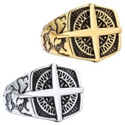 ***COI Titanium Black Gold Tone/Silver Compass Ring-01272BB