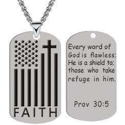 ***COI Titanium Black/Gold Tone/Silver Cross & Prayer Tag Pendant-01279BB