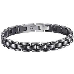 ***COI Titanium Black/White Ceramic Bracelet With Steel Clasp(Length: 7.87 inches)-01286BB