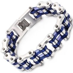 ***COI Titanium Blue Silver Bracelet With Steel Clasp(Length: 8.27 inches)-01296BB