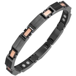 ***COI Titanium Black Rose/Blue Bracelet With Steel Clasp(Length: 9.06 inches)-01303BB