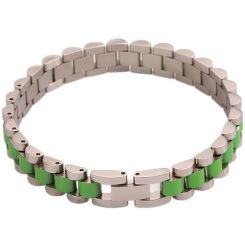 ***COI Titanium Black/Red/Green/Pink/Blue/Purple/White Silver Bracelet With Steel Clasp(Length: 8.27 inches)-01319BB