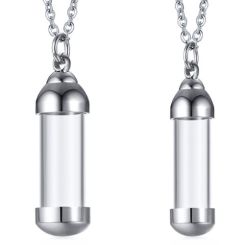 ***COI Titanium Black/Silver Cremation Pendant For Ashes of Pets and People-01351BB