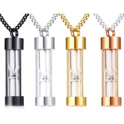 ***COI Titanium Black/Silver/Rose/Gold Tone Cremation Pendant For Ashes of Pets and People-01352BB