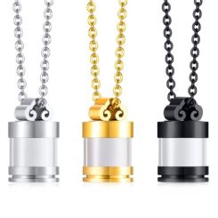 ***COI Titanium Black/Silver/Gold Tone Cremation Pendant For Ashes of Pets and People-01353BB