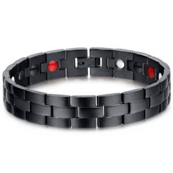 ***COI Black Titanium Bracelet With Steel Clasp(Length: 8.46 inches)-01355BB