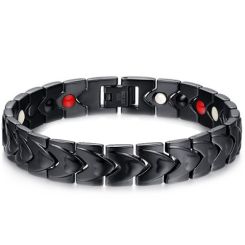 ***COI Black Titanium Bracelet With Steel Clasp(Length: 8.46 inches)-01356BB