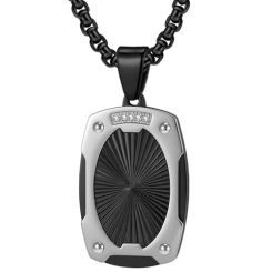 ***COI Titanium Black/Gold Tone Silver Pendant With Cubic Zirconia-01370BB