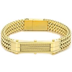 ***COI Titanium Black/Silver/Gold Tone Wire Bracelet With Steel Clasp(Length: 7.87 inches)-01378BB