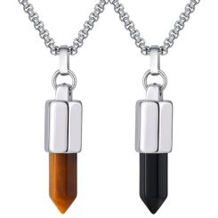 ***COI Titanium Pendant With Tiger Eye/Black Onyx-01386BB