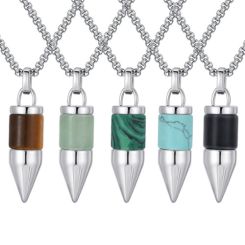 ***COI Titanium Pendant With Tiger Eye/Black Onyx/Turquoise/Created Jade/Green Malachite-01387BB