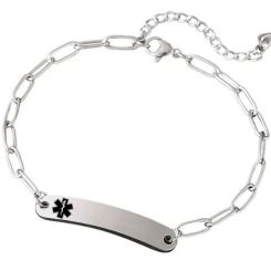 ***COI Titanium Black/Silver/Gold Tone/Rose Medical Alert Bracelet With Steel Clasp(Length: 8.27 inches)-01403BB