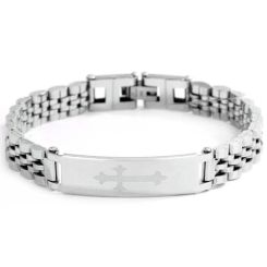 ***COI Titanium Black/Gold Tone/Silver Cross Bracelet With Steel Clasp(Length: 8.27 inches)-01404BB