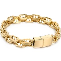 ***COI Titanium Gold Tone/Silver Bracelet With Steel Clasp(Length: 9.06 inches)-01482BB