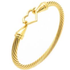 ***COI Titanium Gold Tone/Silver Heart Bracelet With Steel Clasp(Length: 7.87 inches)-01486BB