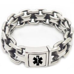 ***COI Titanium Gold Tone/Silver Medical Alert Bracelet With Steel Clasp(Length: 9.25 inches)-01488BB
