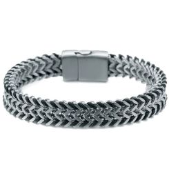 ***COI Titanium Black Gold Tone/Silver Bracelet With Steel Clasp(Length: 8.46 inches)-01489BB