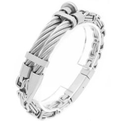 ***COI Titanium Black/Gold Tone/Silver Bracelet With Steel Clasp(Length: 8.27 inches)-01506BB