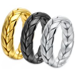 ***COI Titanium Black/Gold Tone/Silver Ring-01520BB