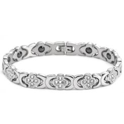 ***COI Titanium Gold Tone/Silver Cubic Zirconia Bracelet With Steel Clasp(Length: 8.66 inches)-01526BB