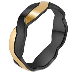 ***COI Titanium Black Blue/Gold Tone Ring-01527BB