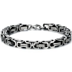 ***COI Titanium Black Silver Bracelet With Steel Clasp(Length: 8.66 inches)-01562BB