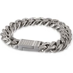 ***COI Titanium Gold Tone/Silver Cubic Zirconia Bracelet With Steel Clasp(Length: 8.07 inches)-01569BB