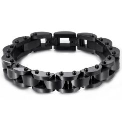 ***COI Black Titanium Bracelet With Steel Clasp(Length: 8.66 inches)-01570BB