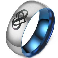 ***COI Titanium Blue Silver Infinity Love Dome Court Ring-01587BB