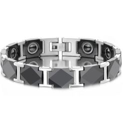 ***COI Titanium Gold Tone/Silver Ceramic Bracelet With Steel Clasp(Length: 8.27 inches)-01596BB