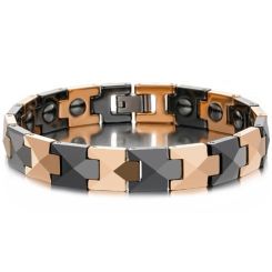 ***COI Titanium Gold Tone/Rose Ceramic Bracelet With Steel Clasp(Length: 8.27 inches)-01597BB