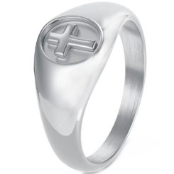 ***COI Titanium Black/Gold Tone/Silver Cross Ring-01624BB