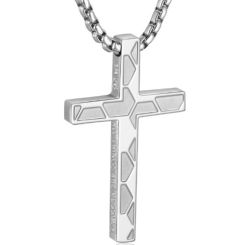 ***COI Titanium Black/Silver You Are Never Alone Cross Pendant-01642BB