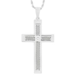 ***COI Titanium Black/Gold Tone/Silver Cross & Wire Pendant-01643BB