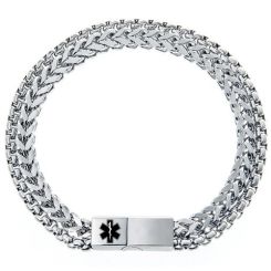 ***COI Titanium Medical Alert Bracelet With Steel Clasp(Length: 8.27 inches)-01650BB