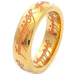 ***COI Gold Tone Titanium Lord The Ring Dome Court Ring-01671BB