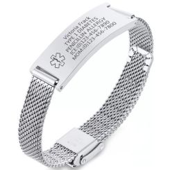 ***COI Titanium Black/Gold Tone/Silver Medical Alert Bracelet With Steel Clasp(Length: 8.27 inches)-01676BB