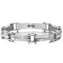 ***COI Titanium Gold Tone/Black/Silver Silver Bracelet With Steel Clasp(Length: 8.66 inches)-01707BB
