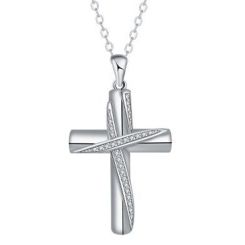 ***COI Titanium Cross Pendant With Cubic Zirconia-01715BB