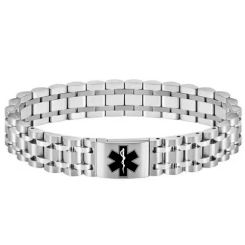 ***COI Titanium Gold Tone/Silver Medical Alert Bracelet With Steel Clasp(Length: 8.66 inches)-01721BB