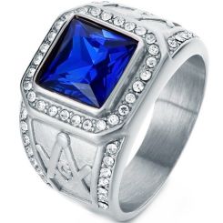 ***COI Titanium Gold Tone/Silver Masonic Freemason Ring-01753BB