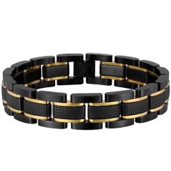 ***COI Titanium Black Gold Tone Bracelet With Steel Clasp(Length: 8.27 inches)-01766BB