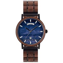 COI Black Titanium Koa Wood Watch With Steel Clasp(Length: 8.50 inches)-01776BB