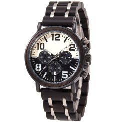 COI Titanium Koa Wood Chronograph Watch With Steel Clasp(Length: 8.50 inches)-01786BB