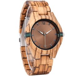 COI Titanium Koa Wood Watch With Steel Clasp(Length: 8.07 inches)-01790BB